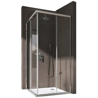 doporro Eckdusche mit Schiebetür rechts 90 x 100 cm Transparent/Klarglas R16