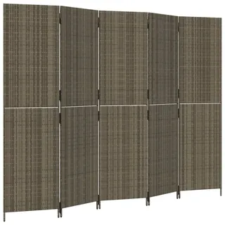 vidaXL Paravent 5-TLG. Grau Poly Rattan