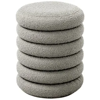 SVITA Stauraumhocker BLOSSOM XS, Pouf, Mit Stauraum, Bouclé-Bezug, Bequeme Polsterung, Modern grau
