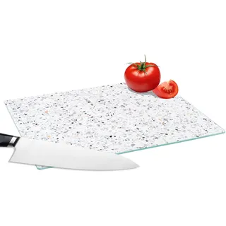 MuchoWow Schneidebrett Granit - Struktur - Design - Weiß, Glas, Schneidebrett Glas, Küchenbrett, Rutschfest, 28x20 cm 28 cm x 20 cm x 0.8 cm