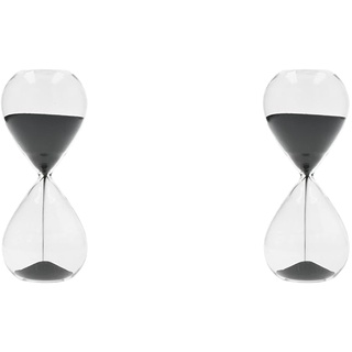 MasterClass Sand-Eieruhr, Drei-Minuten-Timer, Küchenuhr Aus Glas Mit Schwarzem Sand, 8 x 4cm, 1 Stück (Packung Mit 2)