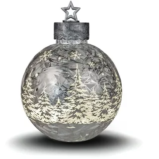 Formano Deko-Kugel Silber-Frosty 35cm mit LED Licht Timer Beleuchtete Glaskugel - Silber-