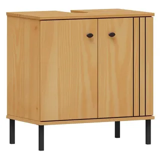 Lomadox Waschbeckenschrank WILLOW-69 Kiefer Massivholz eichefarbig lackiert 62x65x40 cm braun