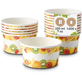 BIOZOYG Eisbecher aus Pappe 1000 Stück 150 ml Ø 92 mm bedruckt - Dessertbecher beschichtet Einweg - Snackbecher to go Eisdiele Candy Bar Eis Joghurt