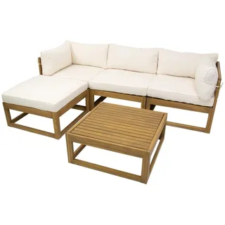 bellavista - Home&Garden® Gartenlounge-Set »Karmoy« Lounge Set Holz Ecklounge Loungemöbel Sitzgruppe Gartenmöbel, (Set, 5-tlg), Akazien Holz FSC 100, für 5 Personen, wetterfest - Garten, Terrasse braun