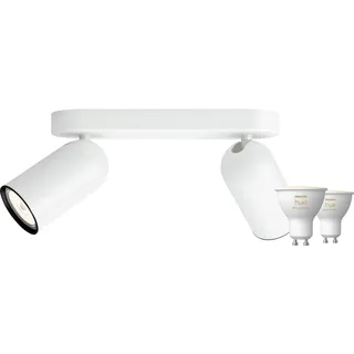 Philips Pongee Aufbauspot - 2 Spots - Weiß + Philips Hue White Ambiance GU10 (2x)
