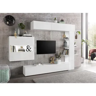 OTTO home Wohnwand OTTO HOME "Sorano", weiß (weiß matt, weiß hochglanz lack), Kastenmöbel-Sets, Wohnwand, mit Hängeschrank