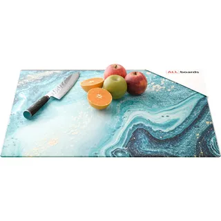 ALLboards Schneidebrett Glas 1-tlg. 60 x 52 cm Blau/Gold
