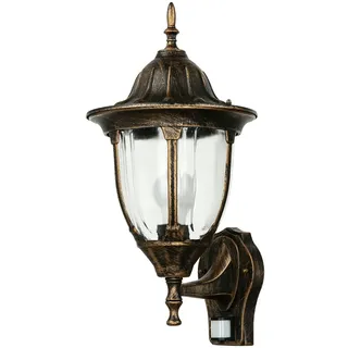 Licht-Erlebnisse XXL Außenwandleuchte mit Bewegungsmelder MILANO in Kupfer Antik E27 IP44 Wandlampe Landhaus Hof, CX220931-PIR XL