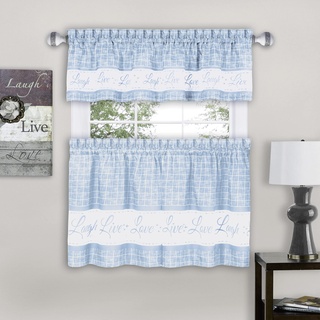 Achim Home Furnishings Curtain Weiches Fenster-Etagen-und Volant-Set, Polyester, Hell, blau, 36" W x 58" L (Pack of 1)