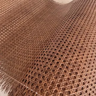RIBLOR 45cm Breites, Rattan Geflecht Gurtband Rolle PE Kunststoff, Wiener Geflecht Meterware, Rattan Vorgewebtes Offenes Netz Gewebe für DIY Stuhl Möbel Schranktür Dunkelbraun(45x200cm)