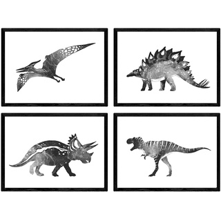 Nacnic Packung deDinosaurios weiß Poster negro.Láminas Dinosaurier für Kinder. A3 Größe