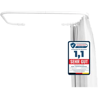 Sasko Duschvorhangstange Duschstange Ecke U-Form Duschvorhang Weiß - 200 Größen hergestellt in Polen -Aluminium Stabile für Vorhang für Badewanne & Dusche 70x120x70 cm - Ohne Deckenhalterung