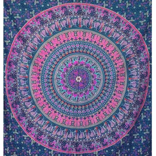 Wiladu Wandteppich Mandala Tuch Wand Mehrzweck Pareo Strandtuch XXL für Camping und Yoga lila