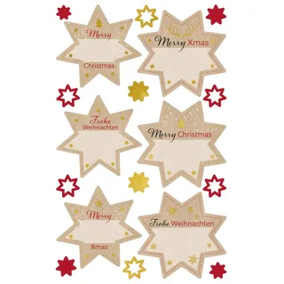 AVERY Zweckform 18 Aufkleber Frohe Weihnachten (Made in Germany, Weihnachtssticker Papier zum Beschriften, selbstklebende Weihnachtsdeko für Karten, Geschenke, Tüten) 1 Bogen/18 Sticker, 52912