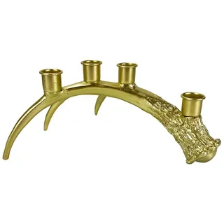 Online-Fuchs Kerzenhalter - moderner Kerzenständer Geweih für 4 Stabkerzen, Adventskranz (Weiß oder Gold, leichte Vintage Optik), modern - stilvoll - elegant goldfarben