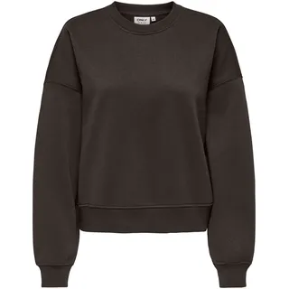 ONLY Damen Sweatshirt - ONLBEST CREW NECK SWEAT, Rundhals, Regular Fit, einfarbig Dunkelbraun / L