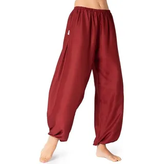 PANASIAM Haremshose Haremshose einfarbig aus feiner Viskose bequeme Muckhose Relaxhose Unisex für Damen und Herren leichte Sommerhose Freizeithose Pumphose rot L