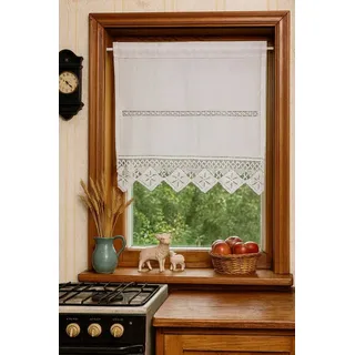 HOSSNER - ART OF HOME DECO Scheibengardine 40x50 cm (1 St), blickdicht, Baumwolle, Vintage, Romantische Stickerei weiß