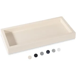 Badezimmer-Tablett, kleines Kosmetiktablett, Silikon, Seifenschale, Schwammhalter, Küchenspüle, Organizer, Badezimmer-Zubehör für Arbeitsplatte, WC, Dusche – Beige