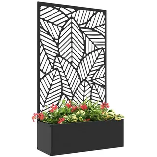 MC Star Hochbeet Hochbeet mit dekorativem Rankgitter (für Kletterpflanzen an Boden und Wand, aus Metall, 61 x 23 x 113 cm, Schwarz) schwarz