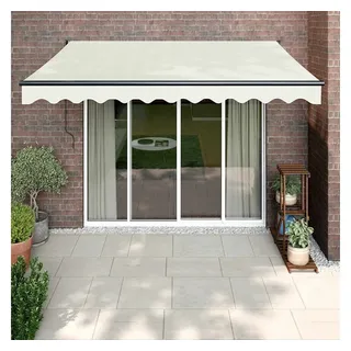 furnicato Markise Elektrische Terrassenmarkise 3,5 x 2,5 m Creme mit Aluminiumrahmen UV-beständiges Sonnensegel mit Fernbedienung und Handkurbel-Option weiß 250 cm x 350 cm x 1 cm