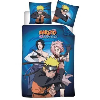 COFI Naruto Bettwäsche Set blau 140 x 200 cm + 63 x 63 cm
