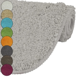 DILUMA | Badematte Rund Ø 60 cm Weiß | Badteppich | Flauschiger Hochflor, Weich, rutschfest, Saugstark