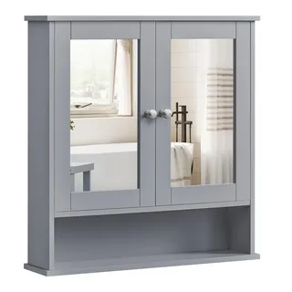 VASAGLE Spiegelschrank, Wandmontage, taubengrau