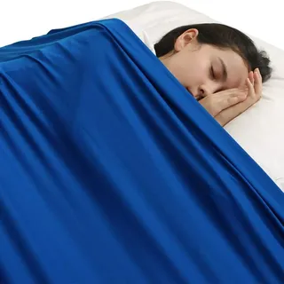 SZSMART Sensorische Kompressionsdecke für Kinder, Lycra-Elastan-Bettlaken, atmungsaktive, sensorische gewichtete Decke zum Stressabbau für Kinder mit Autismus, Angst (Blau, Einzelbett/98 x 147 cm)