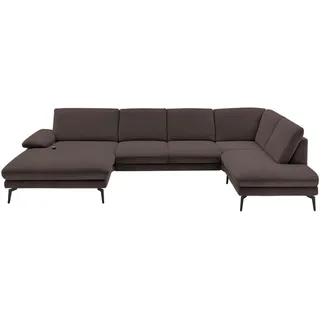 Dieter Knoll Wohnlandschaft, Dunkelbraun, Metall, 4-Sitzer, U-Form, 344x208 cm, Fußauswahl, Stoffauswahl, Sitzqualitäten, seitenverkehrt erhältlich, Hocker Rücken echt, individuell planbar, Wohnzimmer, Sofas & Couches, Wohnlandschaften, Wohnlandschaften in U-Form