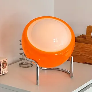 LOGT Orange Glas Tischlampe mit USB Stecker und Kabel Pilzlampe Schalter Dimmbar 3 Farbmodi Bauhaus Schreibtischlampe Innen Dekorative Vintage Tischleuchte Mushroom für Schlafzimmer Wohnzim