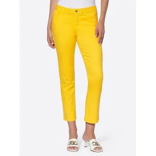 Push-up-Jeans HEINE, Damen, Gr. 38, Normalgrößen, gelb (sonnengelb), 56% Baumwolle, 19% Polyester, 14% Lyocell, 10% Viskose, 1% Elasthan, unifarben, 7/8-Länge, Jeans