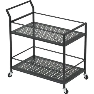 FineBuy Servierwagen Metall 2 Ebenen mit Rollen Küchenwagen Barwagen Teewagen