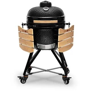 Kamado Bono Media BBQ Grill Ø 51cm und 6 zusätzliches Grillzubehör – Schwarzer Kamado-Grill – Keramikgrills für den Außenbereich – Perfekt für BBQ und Grillen