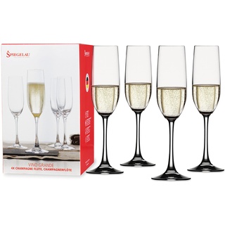 Spiegelau & Nachtmann, 4-teiliges Champagnerflöten-Set, Kristallglas, 258 ml, Vino Grande, 4510275, Sektglas