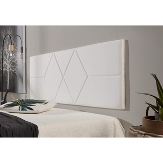ECCOX - Bettkopfteil mit Zwei Rauten aus Kunstleder - Kopfteil aus Kunstleder mit Schaumstoffpolsterung und Rückenverstärkung - Weiß - 152 cm für 140 cm Betten
