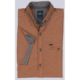 engbers Herren Kurzarm-Hemd strukturiert Orange regular uni Button Down - M