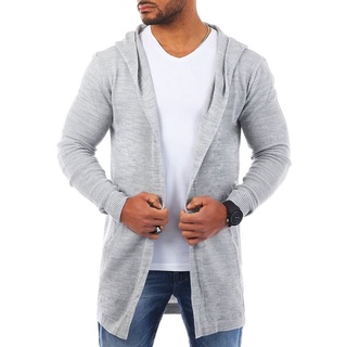 CARISMA Cardigan Herren leichte Herren Feinstrick Weste Strickjacke lange Passform 7717 in Unifarbe grau S