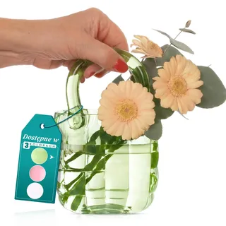 comforder Glas Vase Handtasche für Blumen, 14x9,5x22 cm (Grün)