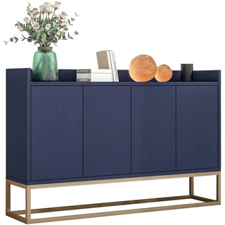 Merax Modernes Sideboard im minimalistischen Stil 4-türiger griffloser Buffetschrank für Esszimmer, Wohnzimmer, Küche Navy