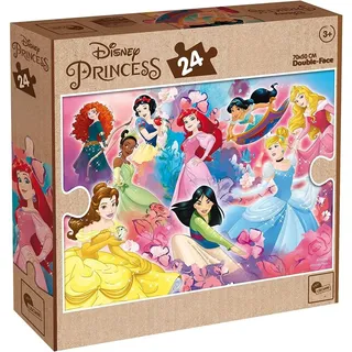 Lisciani - Disney Prinzessinnen - MaxiFloor Puzzle 24 Teile - ab 3 Jahren | Kinderpuzzle Cinderella doppelseitig - Schwarz-Weiß-Motiv zum Ausmalen - Puzzeln und Malen kombiniert - Für Zuhause und Kita