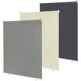 MAYTIIMO 100 x 140 cm Außenrollo Senkrechtmarkise Balkonrollo Sichtschutz Roll Sonnenschutz Outdoorrollo Thermofunktion Außen Sonnenschutzrollo Vertikalmarkise für Fenster Balkon, Grau