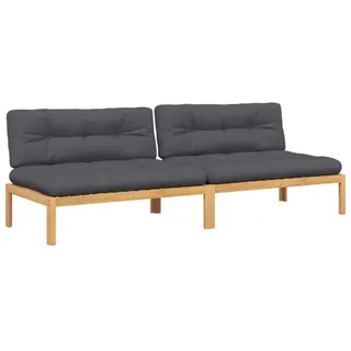 vidaXL Loungesofa Garten-Mittelsofas aus Paletten 2 Stk. mit Kissen nholz, 1 Teile braun