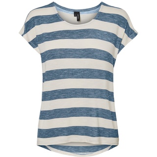 Vero Moda Damen T-Shirt VMWIDE STRIPE S/L Blau Snow White 10190017 M
