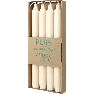 100% PURE, NATURAL WAX, Stabkerzen, Sahara, WENZEL, 250/23 mm, Brenndauer ca. 10h, plastikfreie Verpackung, 4 Stück