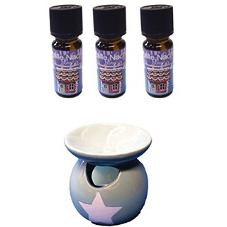 Duftstövchen XL mit weiss 8,5x8,5cm + Duftöl 10ml 3 Glasflaschen Lebkuchen