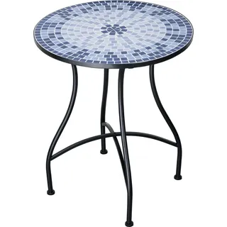 Mosaik Gartentisch Rund Metall 60 cm Mosaiktisch Garten Runder Balkontisch Tisch Bistrotisch Outdoor Terrassentisch Mosaikmuster Steinmosaik Balkon...