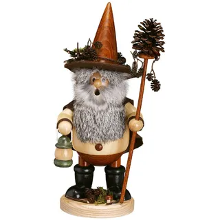 Drechselwerkstatt Uhlig DWU | Handgefertigtes Räuchermännchen | Traditionelles Kunsthandwerk | Weihnachtsdeko Wichtel | 25 cm | Zapfensammler natur