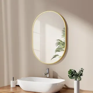 EMKE Badspiegel Oval 50 x 70 cm Gold